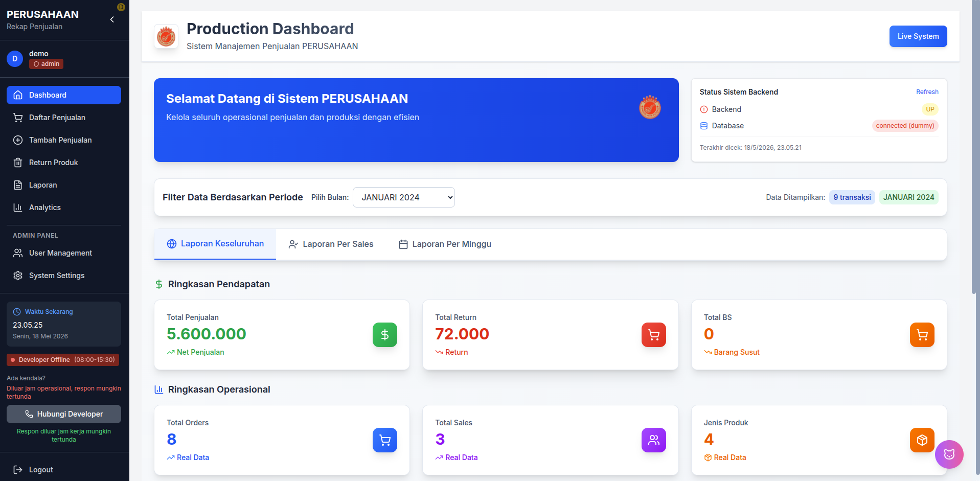 Demo Rekap Penjualan - 1
